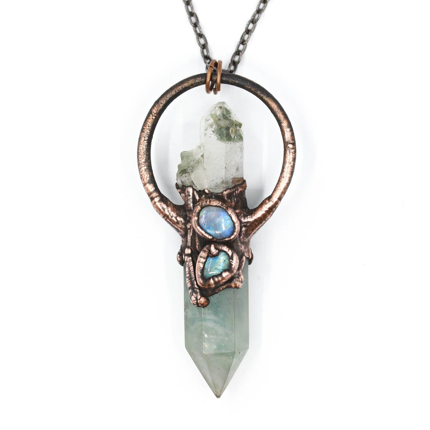Fluorite, Quartz & Moonstone Necklace