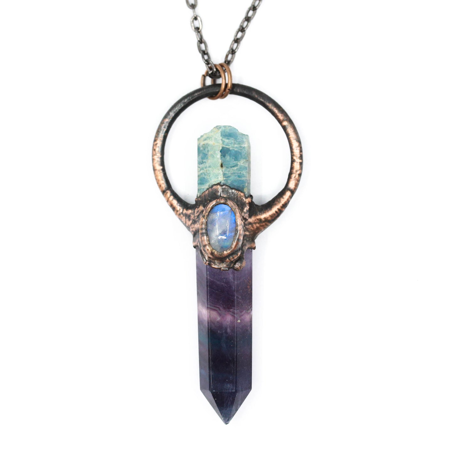 Fluorite, Aquamarine & Moonstone Necklace