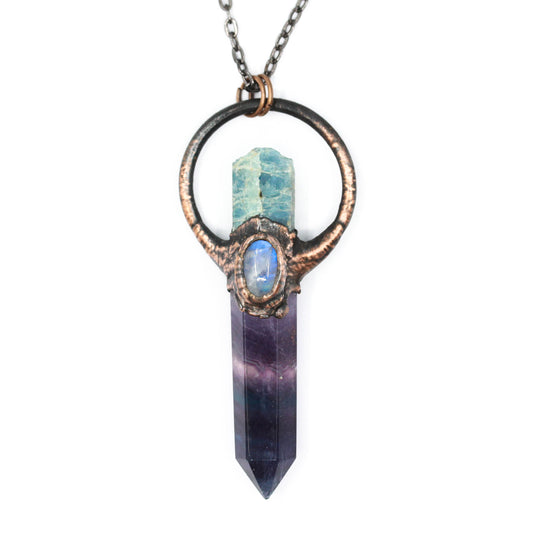 Fluorite, Aquamarine & Moonstone Necklace