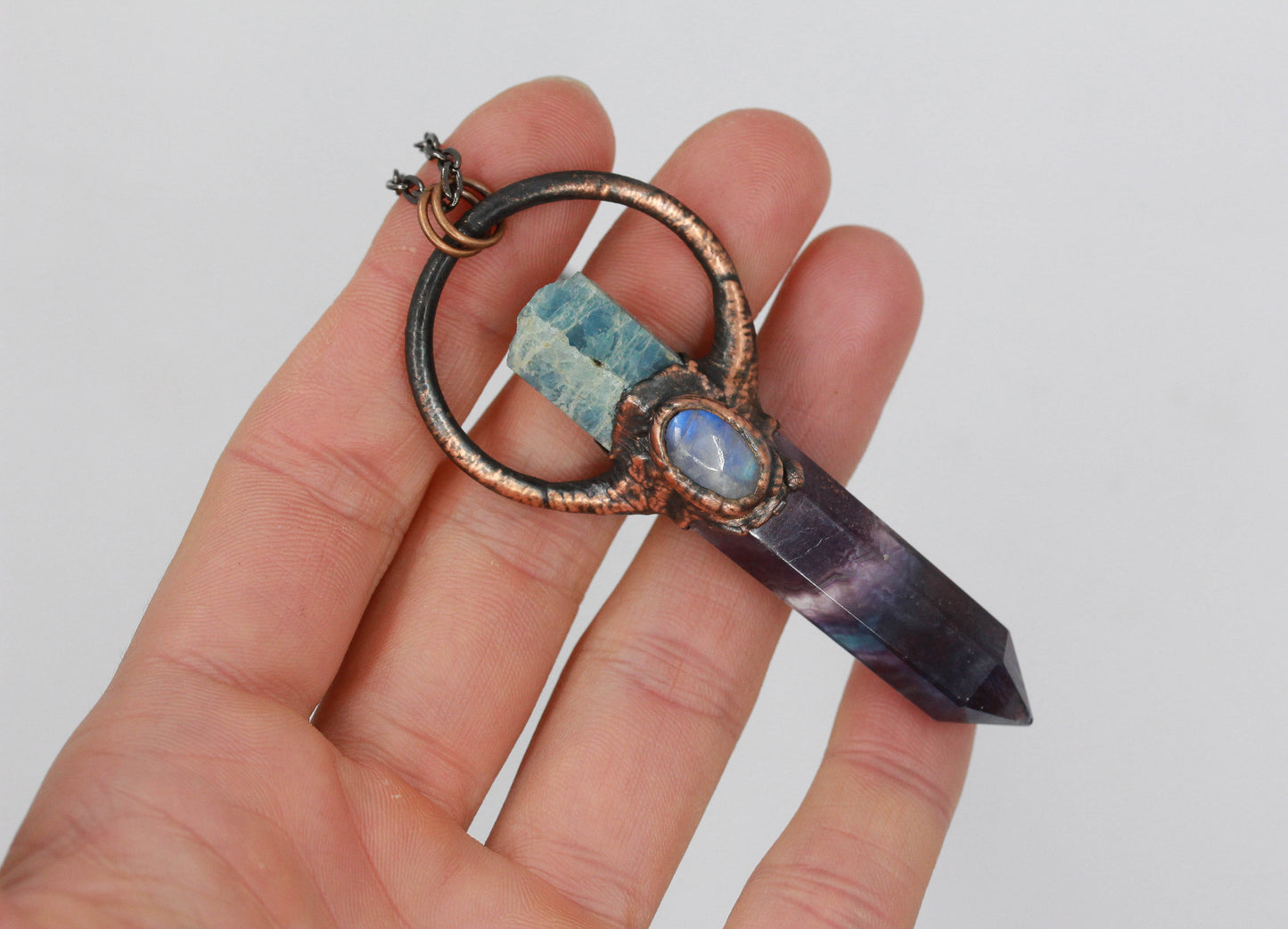 Fluorite, Aquamarine & Moonstone Necklace