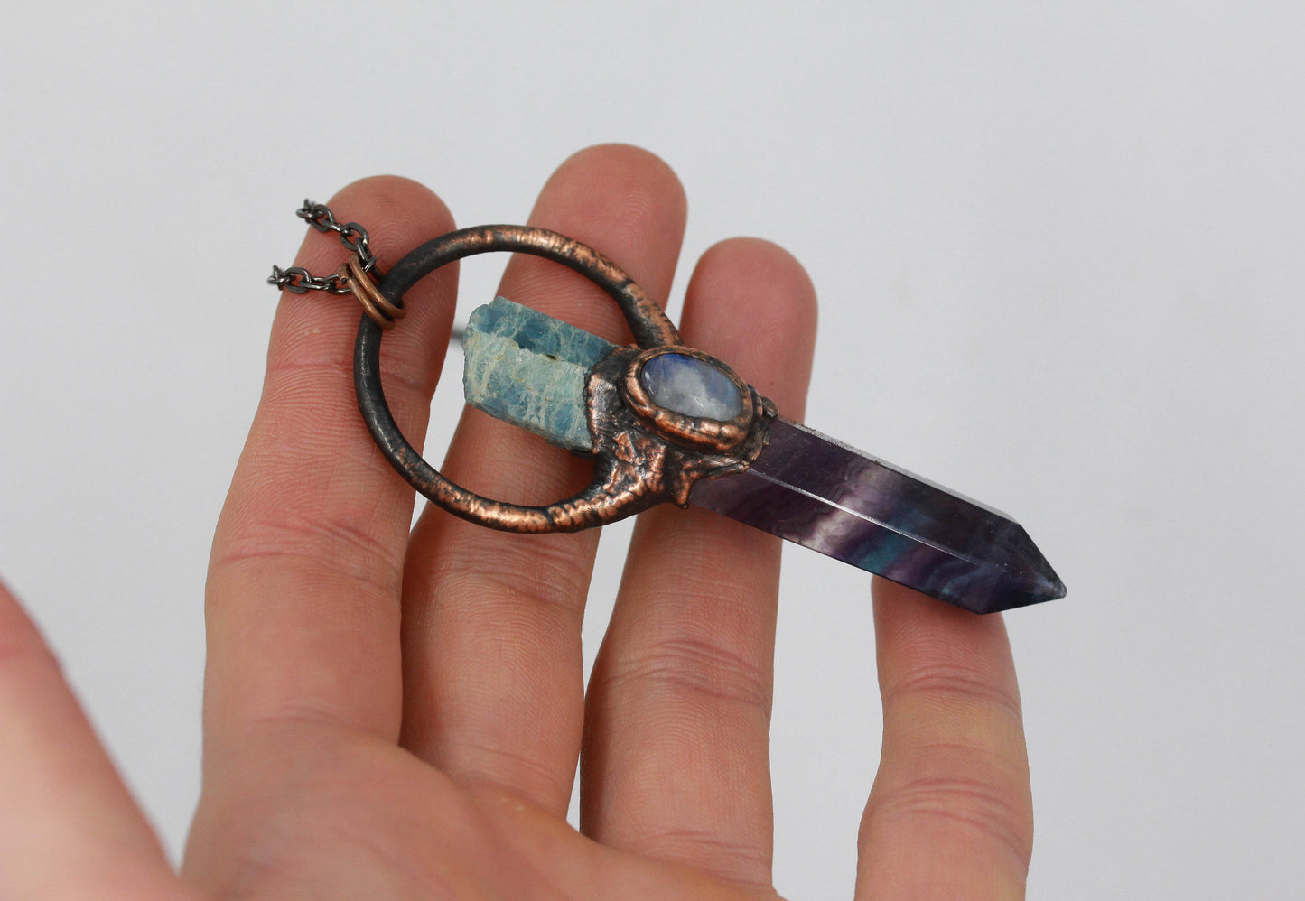 Fluorite, Aquamarine & Moonstone Necklace