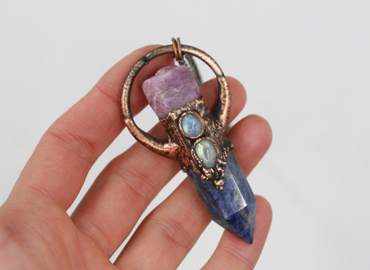Lapis Lazuli, Ruby & Moonstone Necklace