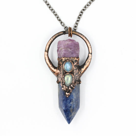 Lapis Lazuli, Ruby & Moonstone Necklace