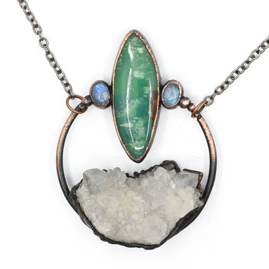 Spirit Quartz, Chrysoprase & Moonstone Necklace