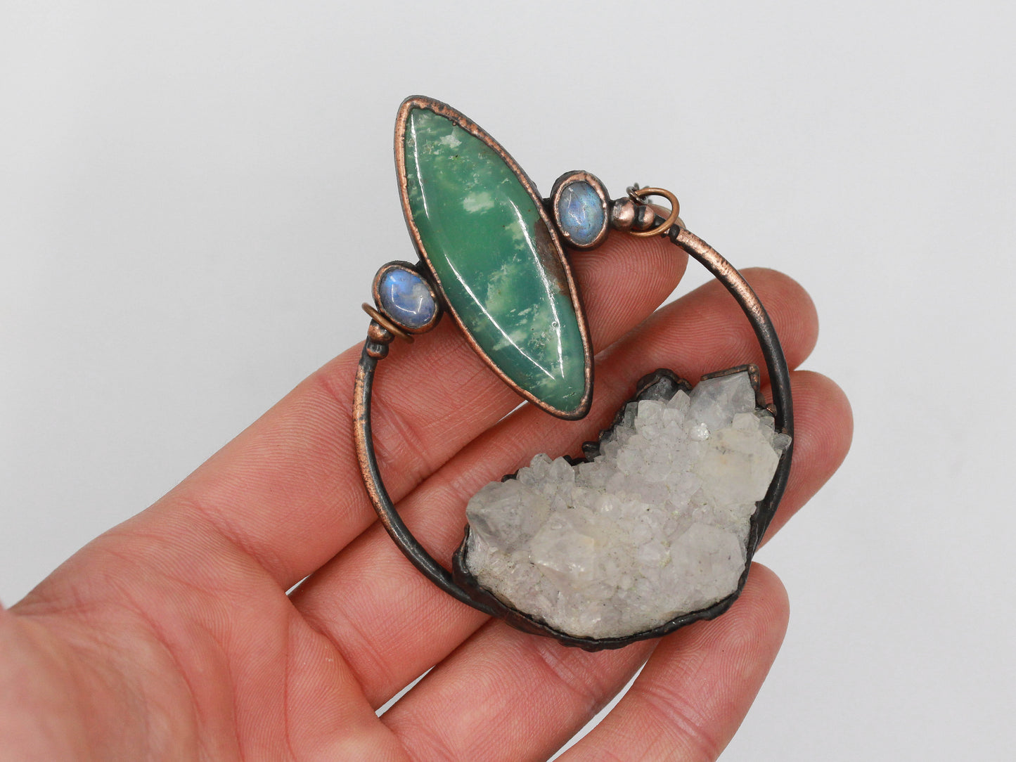 Spirit Quartz, Chrysoprase & Moonstone Necklace