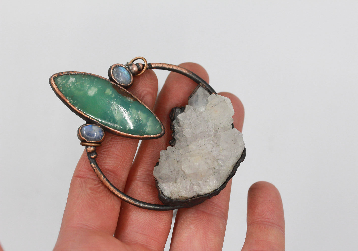 Spirit Quartz, Chrysoprase & Moonstone Necklace