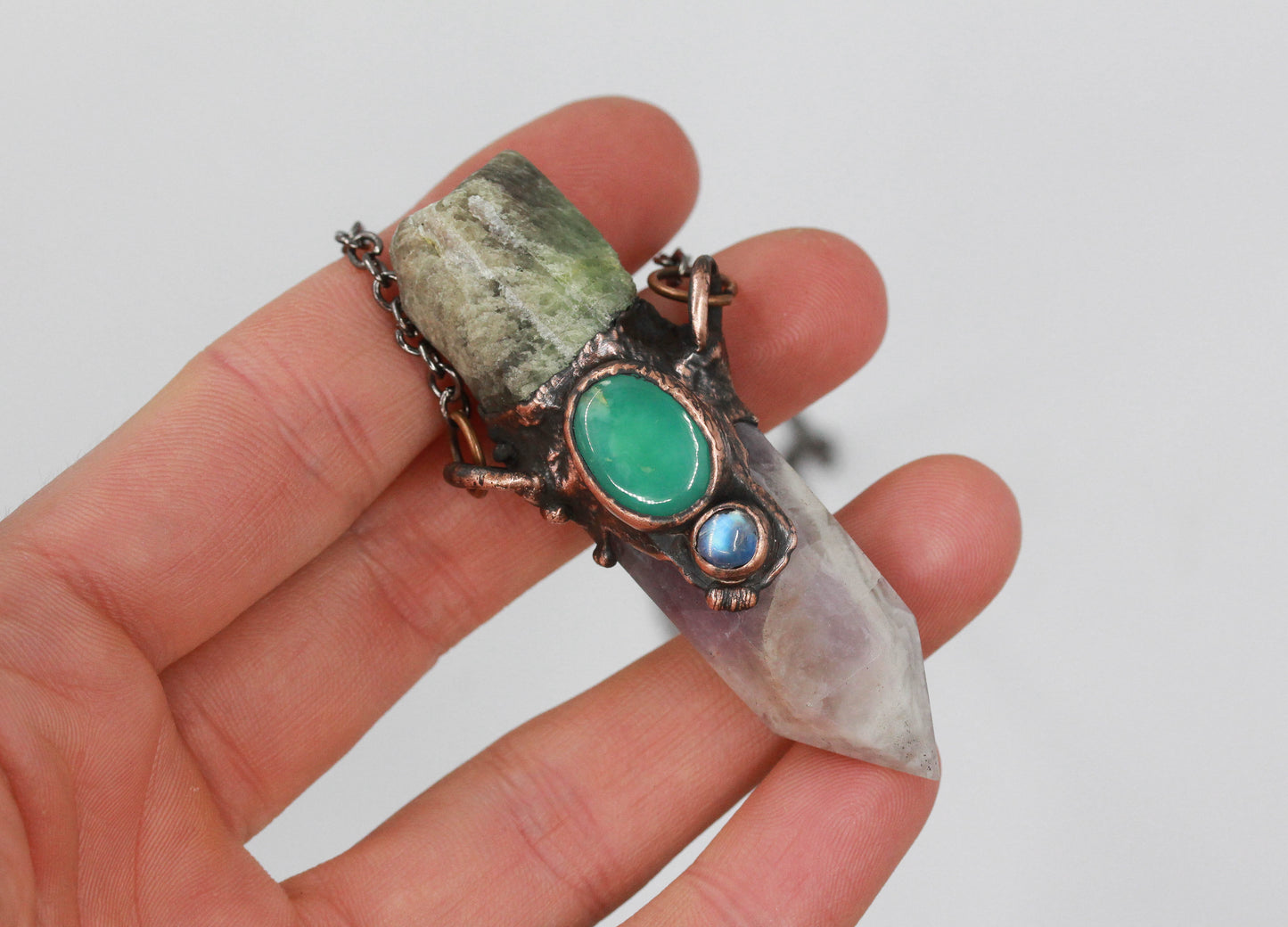 Amethyst, Diopside & Chrysoprase Necklace