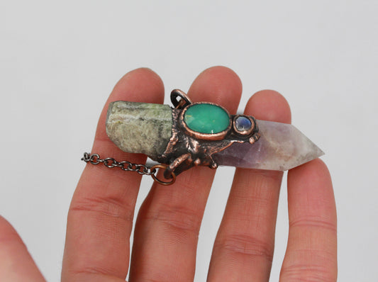 Amethyst, Diopside & Chrysoprase Necklace
