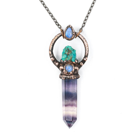 Fluorite, Turquoise & Moonstone Necklace