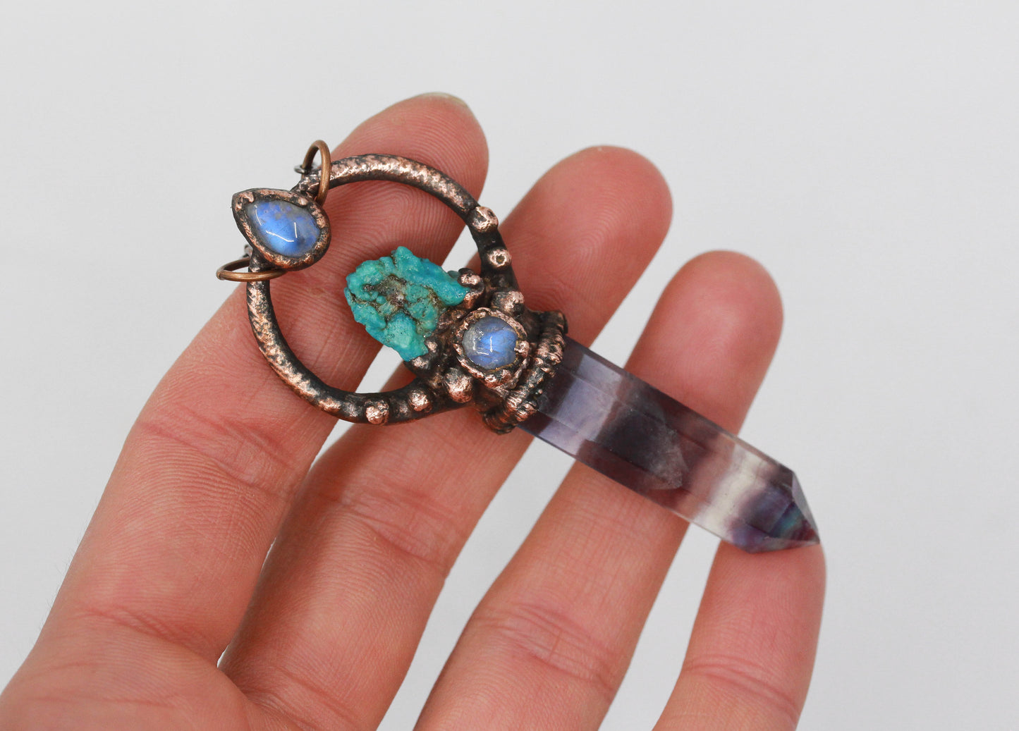 Fluorite, Turquoise & Moonstone Necklace