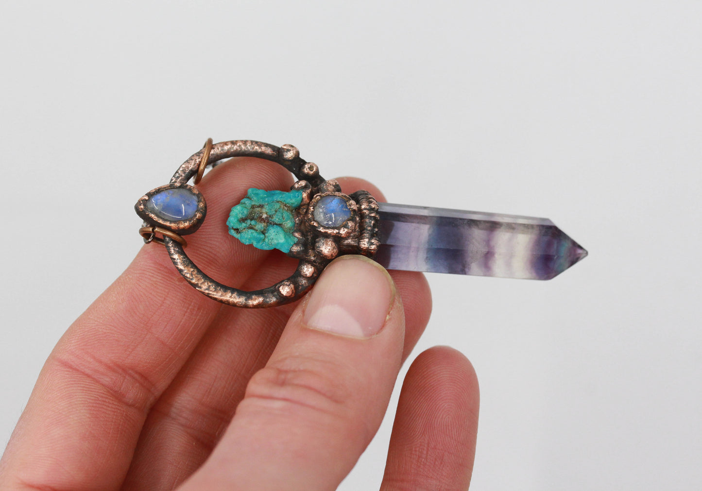 Fluorite, Turquoise & Moonstone Necklace