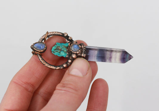 Fluorite, Turquoise & Moonstone Necklace