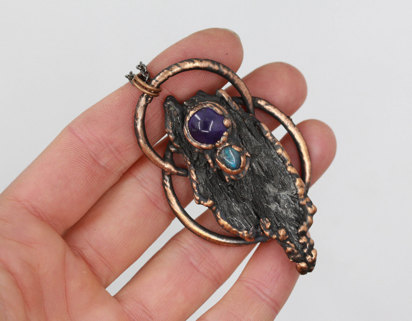 Black Kyanite & Amethyst Necklace