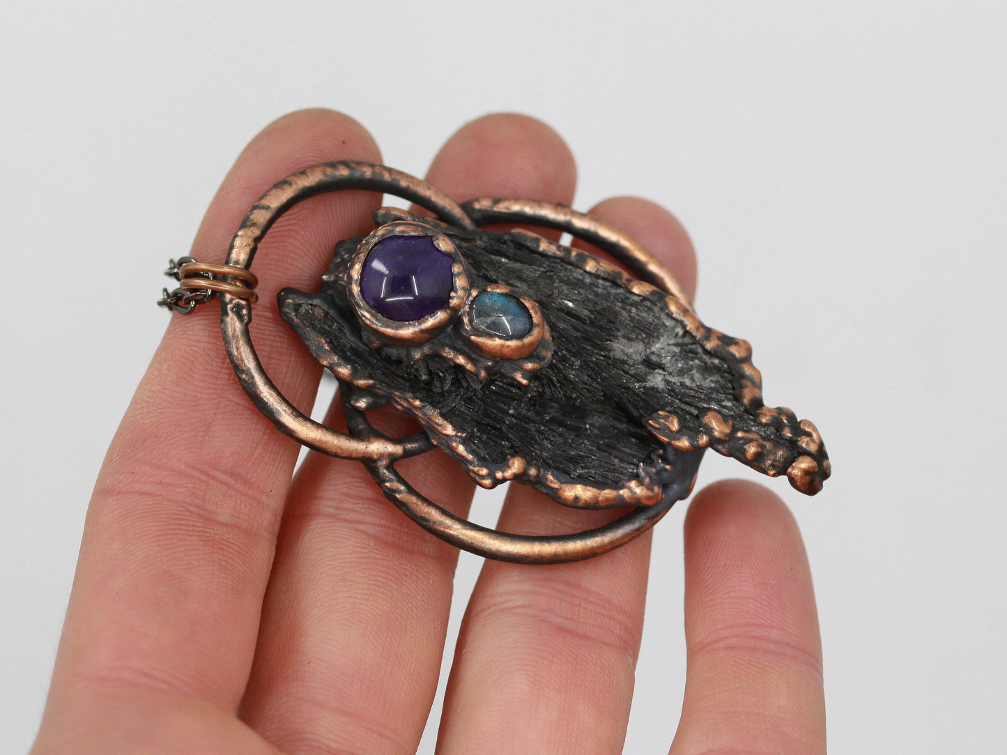 Black Kyanite & Amethyst Necklace