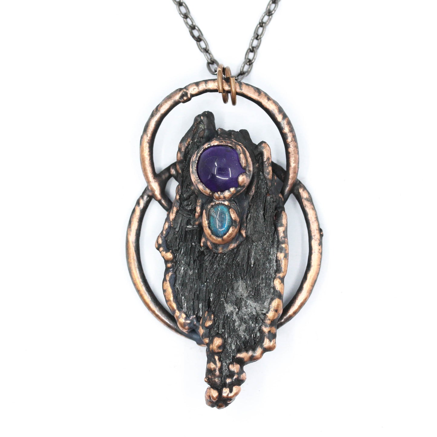 Black Kyanite & Amethyst Necklace