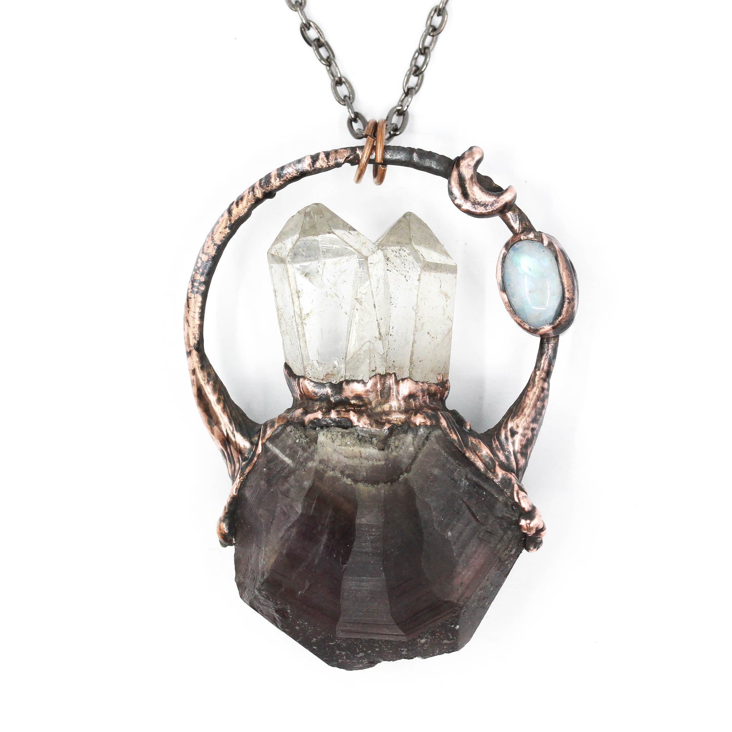 Amethyst & Quartz Moon Necklace