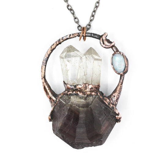 Amethyst & Quartz Moon Necklace