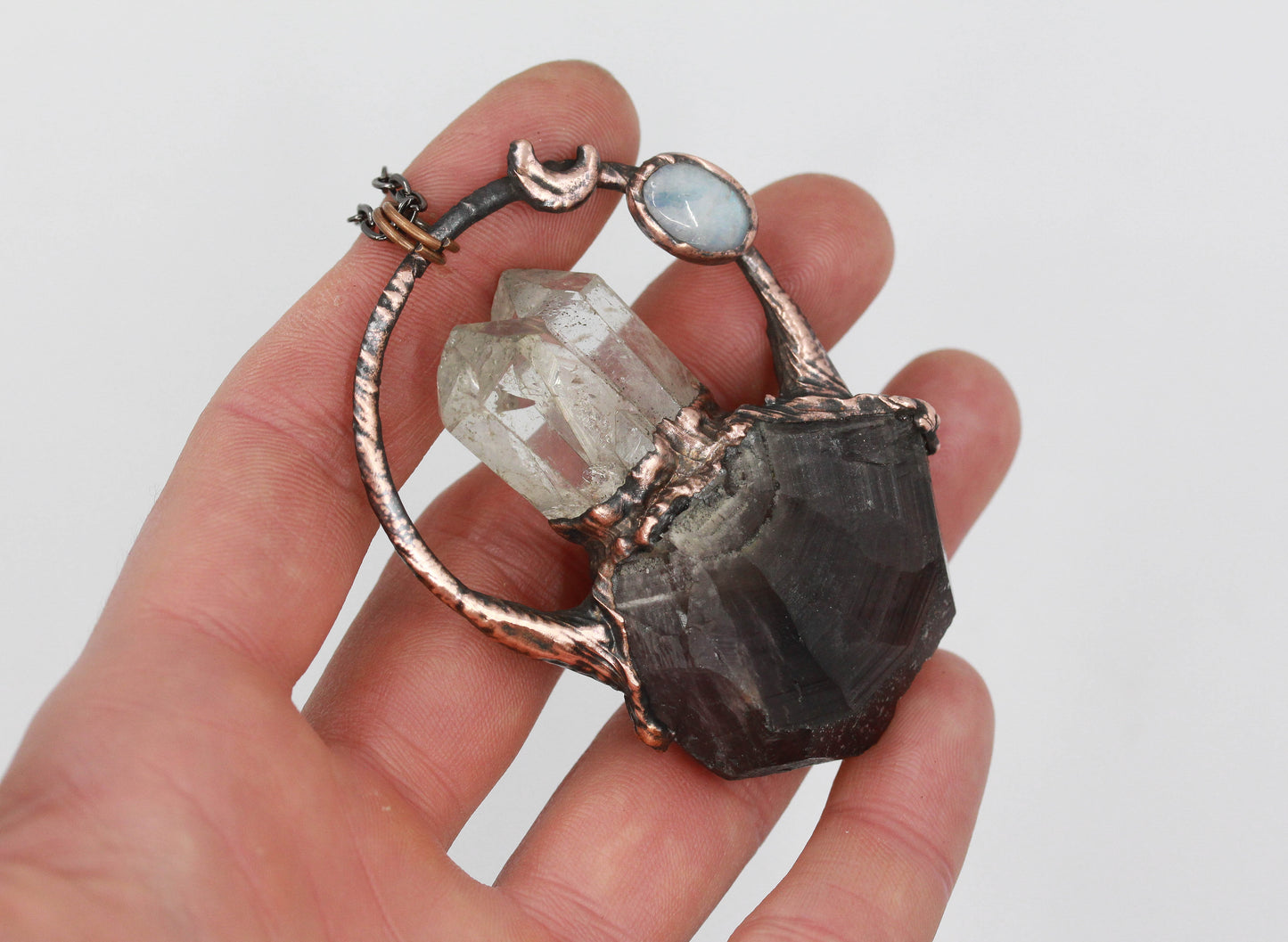 Amethyst & Quartz Moon Necklace