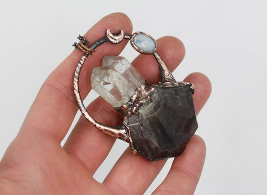 Amethyst & Quartz Moon Necklace