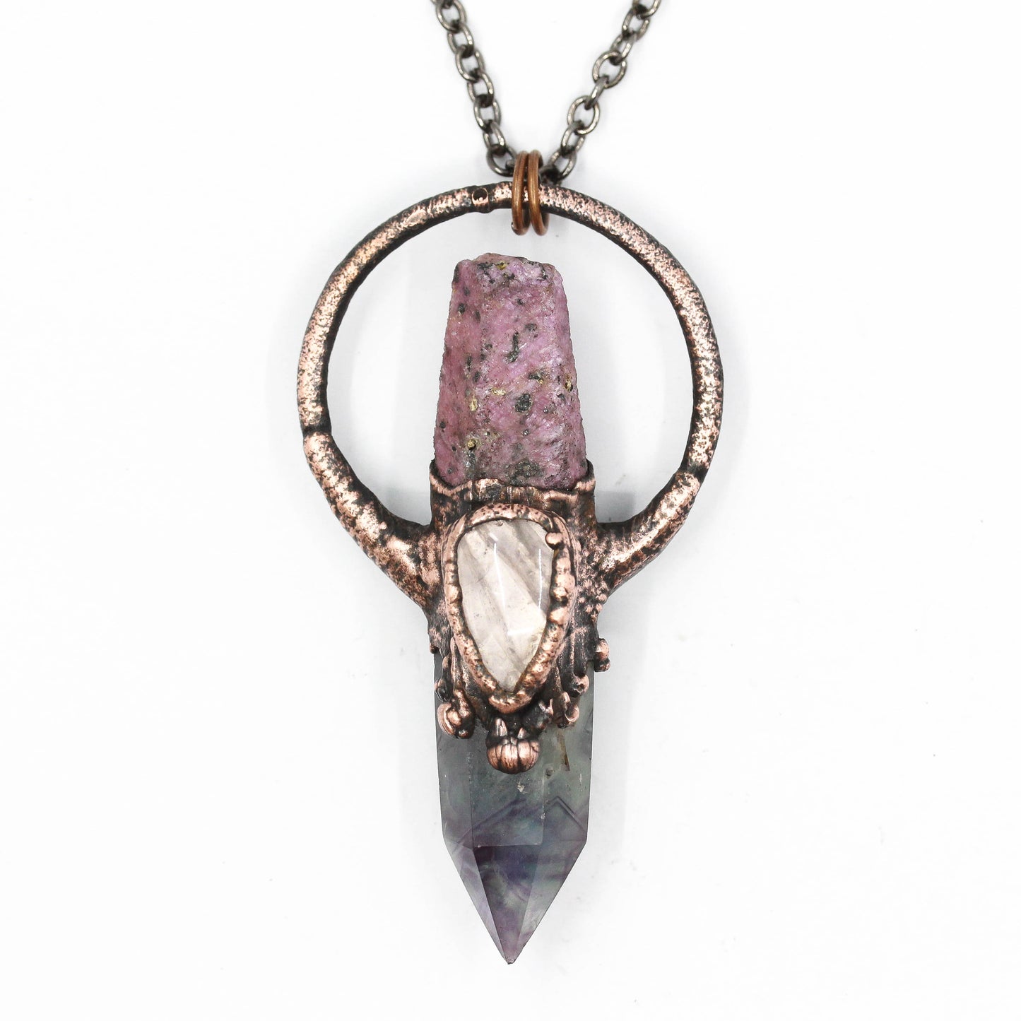 Fluorite, Ruby & Rose Quartz Necklace