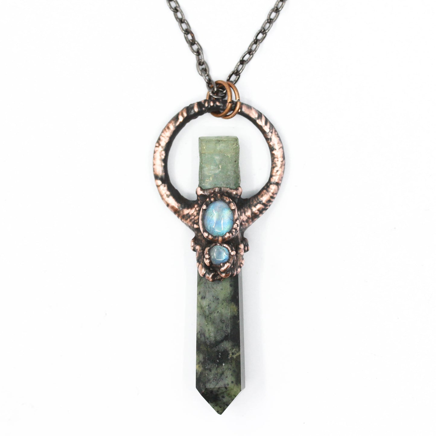 Kambaba Jasper, Kyanite & Moonstone Necklace