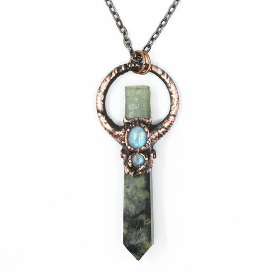 Kambaba Jasper, Kyanite & Moonstone Necklace