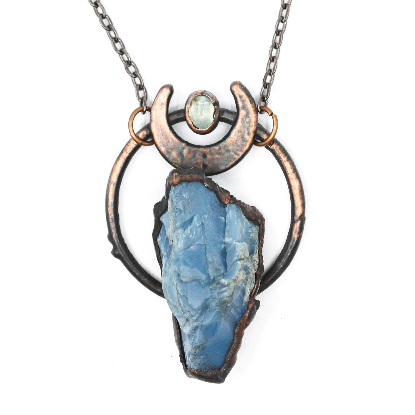 Owyhee Opal & Aquamarine Moon Necklace