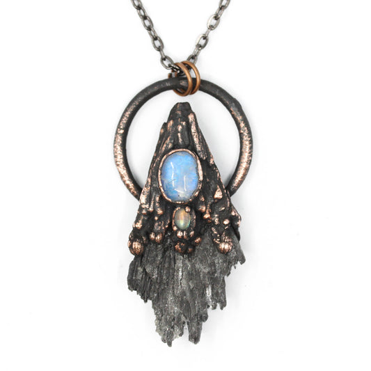 Black Kyanite & Moonstone Necklace