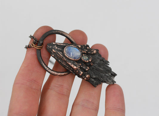 Black Kyanite & Moonstone Necklace