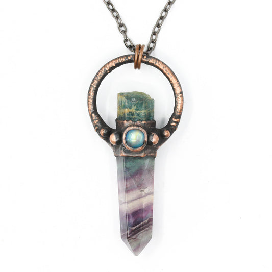 Fluorite, Aquamarine & Moonstone Necklace