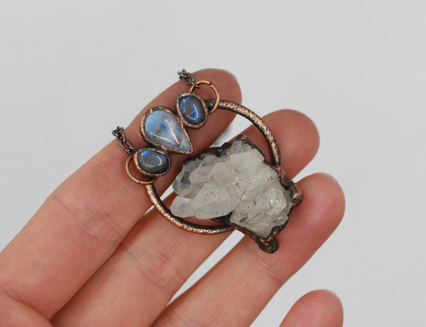 Quartz, Labradorite & Moonstone Necklace