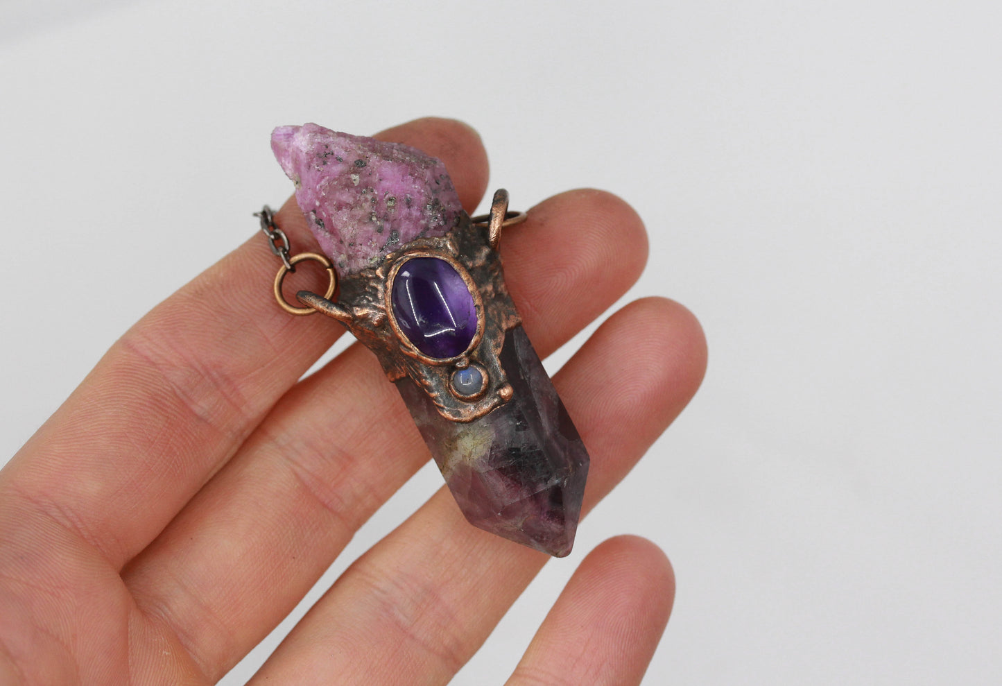 Fluorite, Ruby & Amethyst Necklace