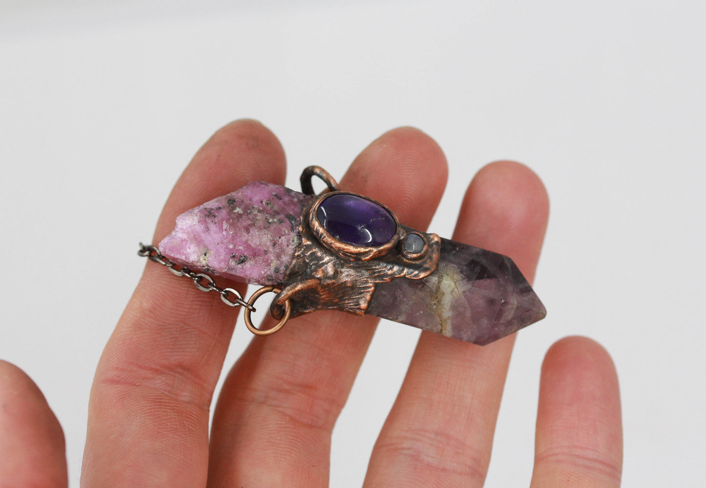 Fluorite, Ruby & Amethyst Necklace