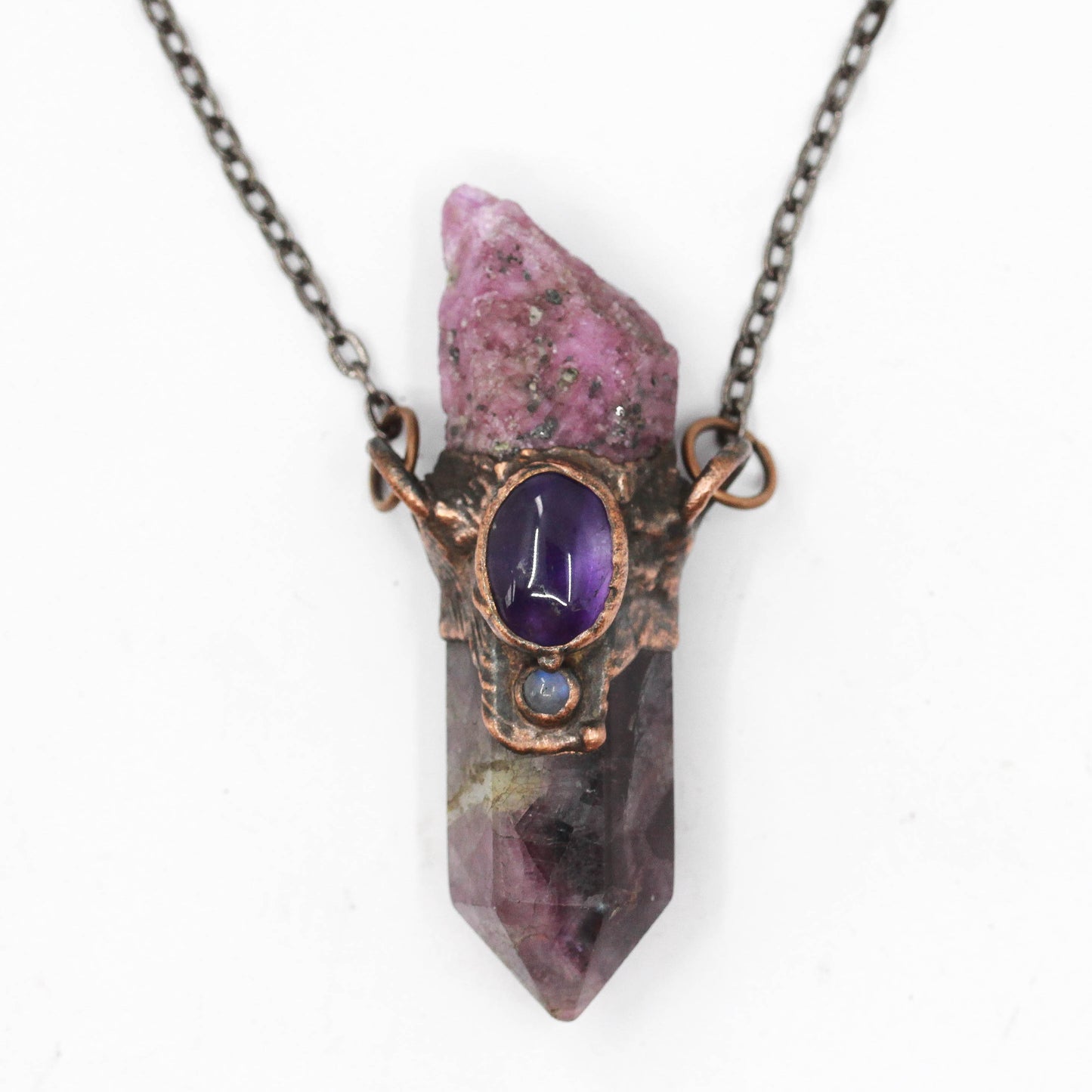Fluorite, Ruby & Amethyst Necklace