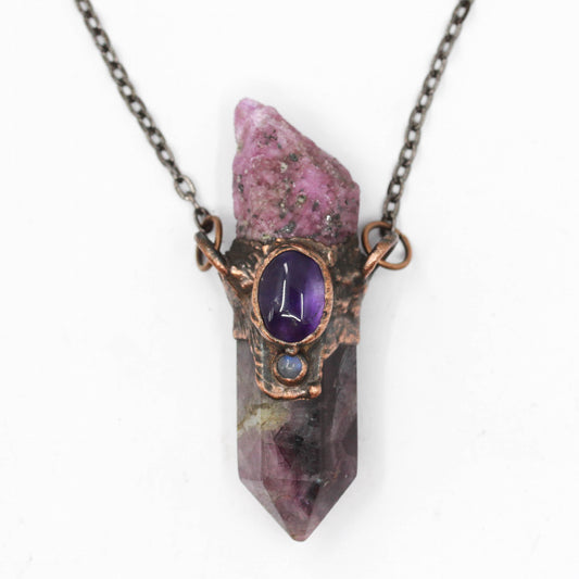 Fluorite, Ruby & Amethyst Necklace