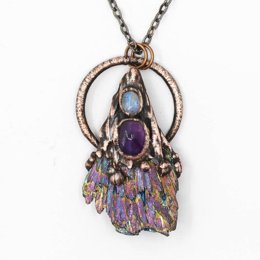 Titanium Aura Kyanite & Amethyst Necklace
