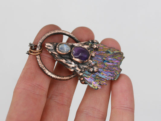 Titanium Aura Kyanite & Amethyst Necklace