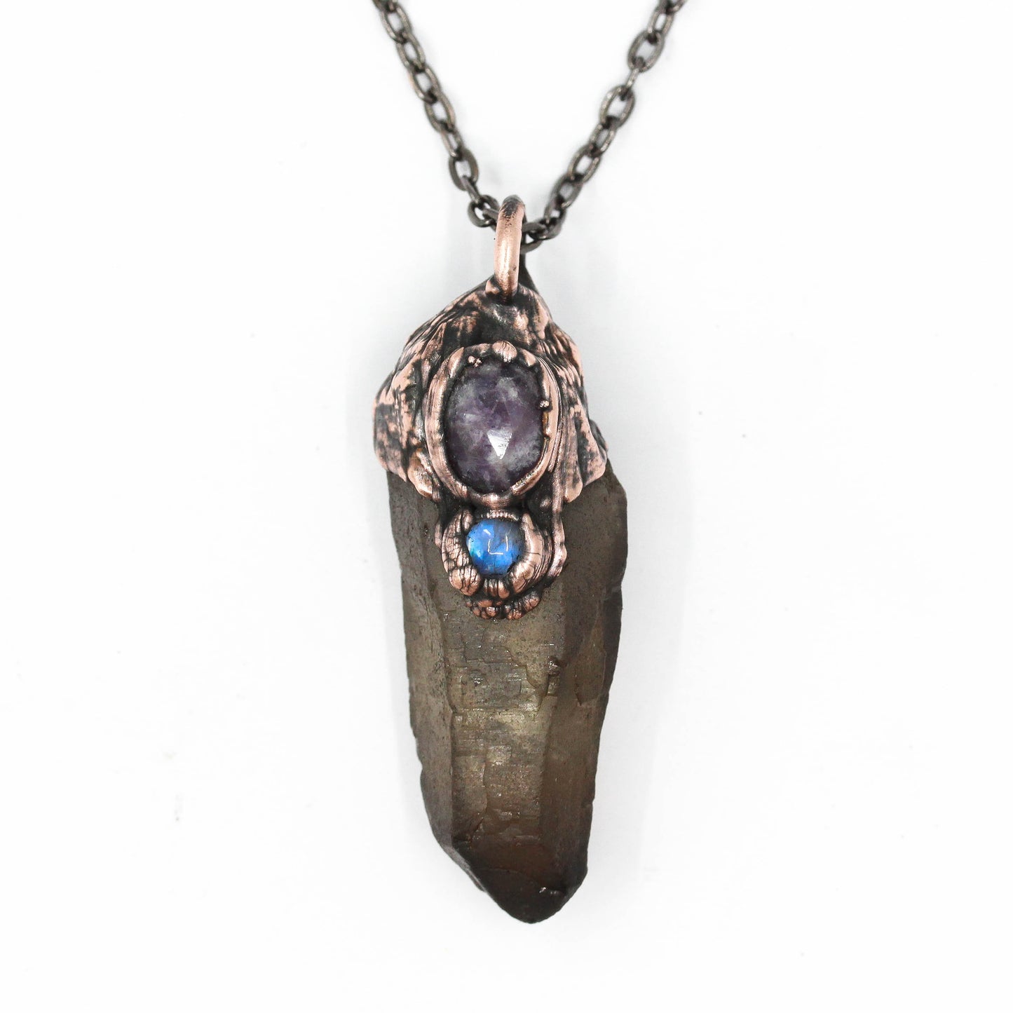 Smoky Quartz, Amethyst & Moonstone Necklace