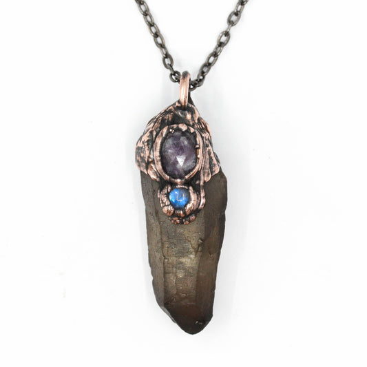 Smoky Quartz, Amethyst & Moonstone Necklace