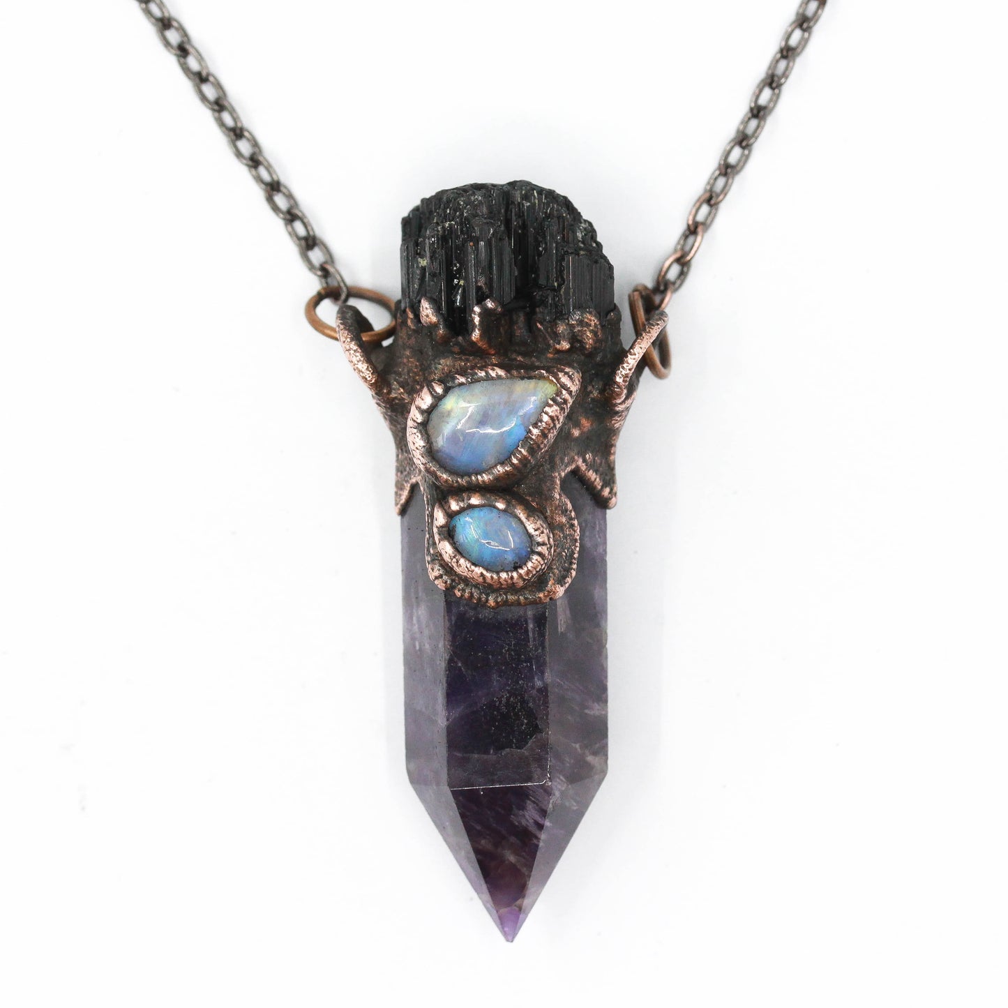 Amethyst, Tourmaline & Moonstone Necklace