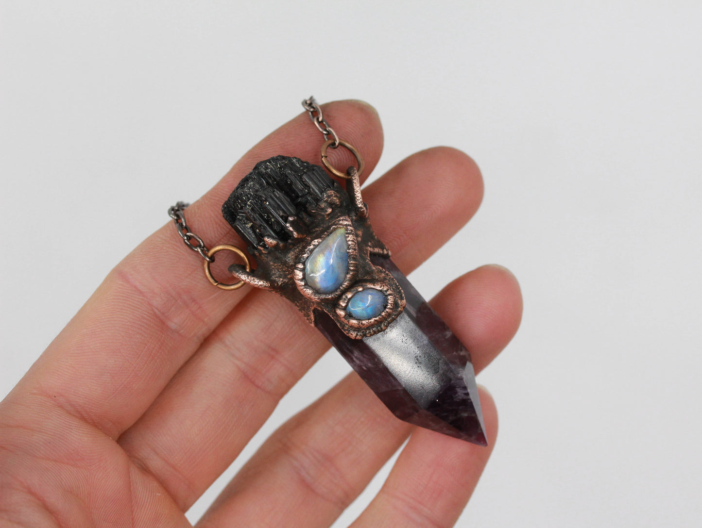 Amethyst, Tourmaline & Moonstone Necklace