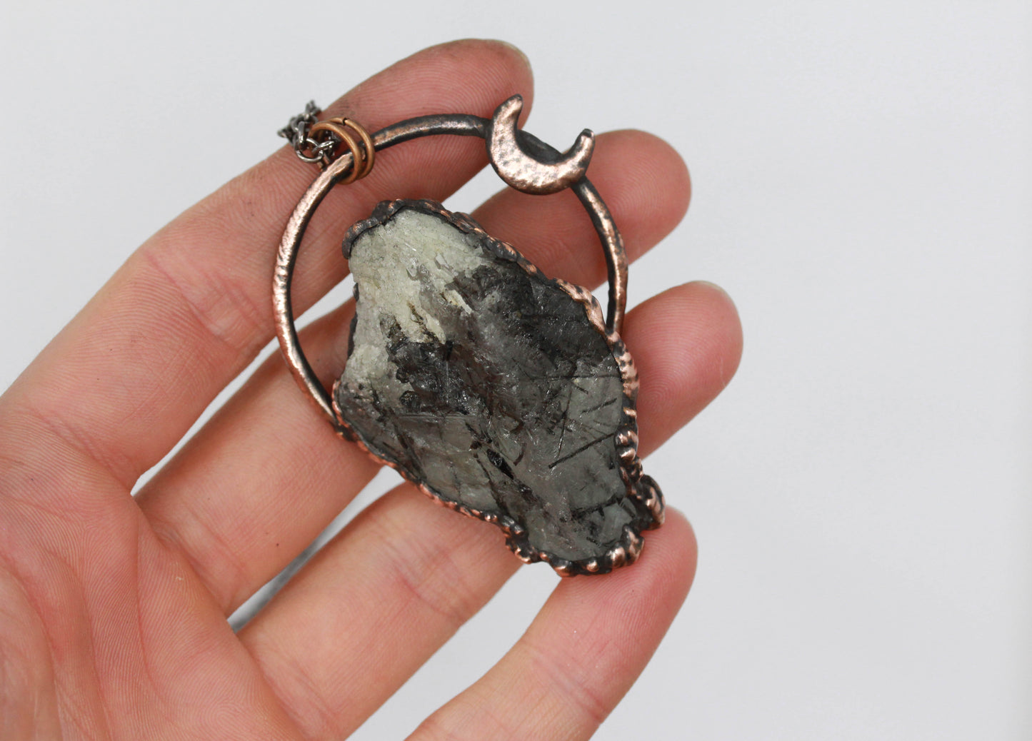 Tourmalinated Quartz Moon Necklace