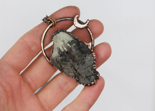Tourmalinated Quartz Moon Necklace