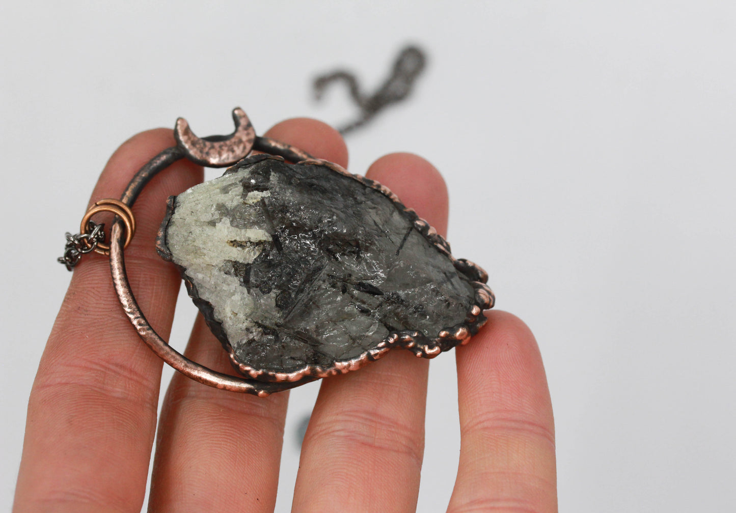 Tourmalinated Quartz Moon Necklace