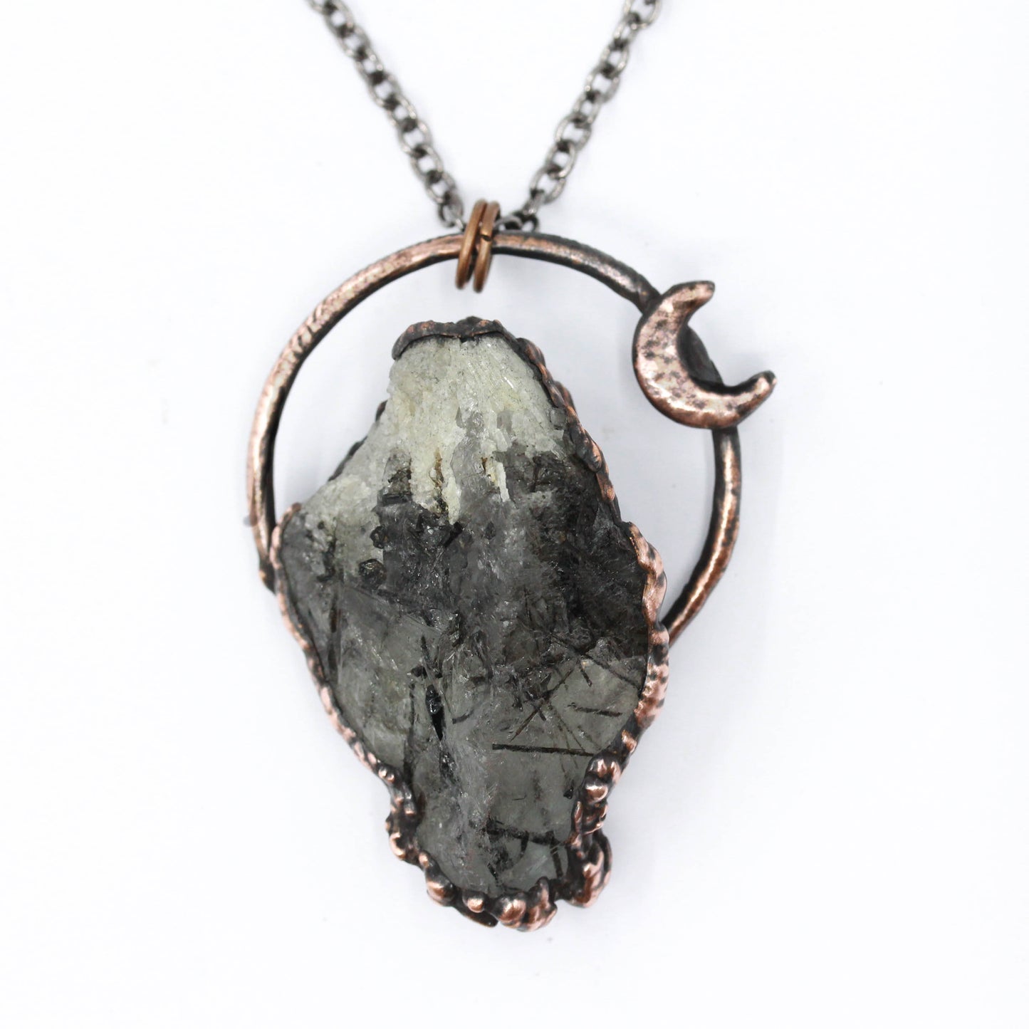 Tourmalinated Quartz Moon Necklace