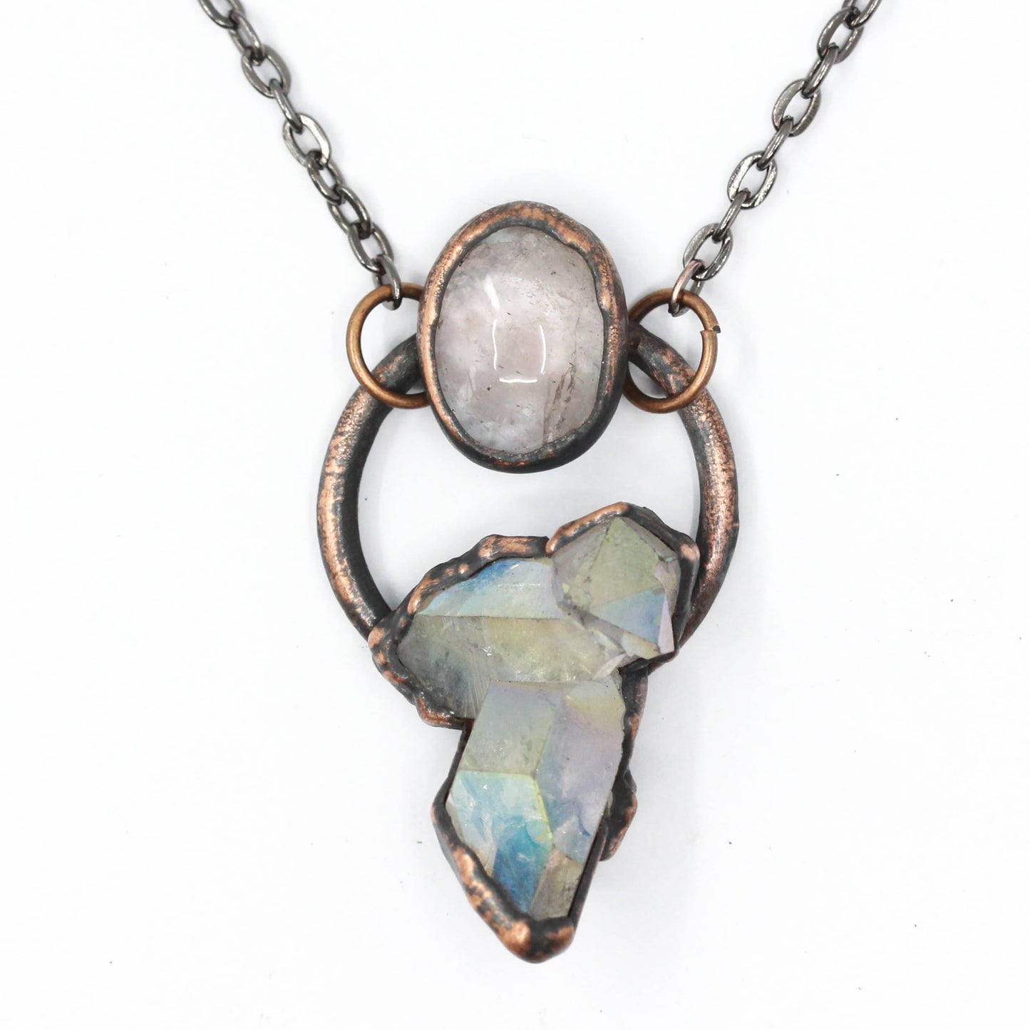 Angel Aura Quartz & Rose Quartz Necklace