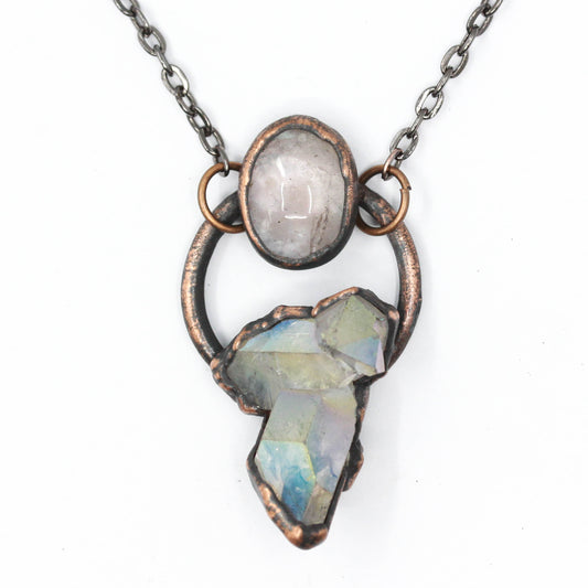 Angel Aura Quartz & Rose Quartz Necklace