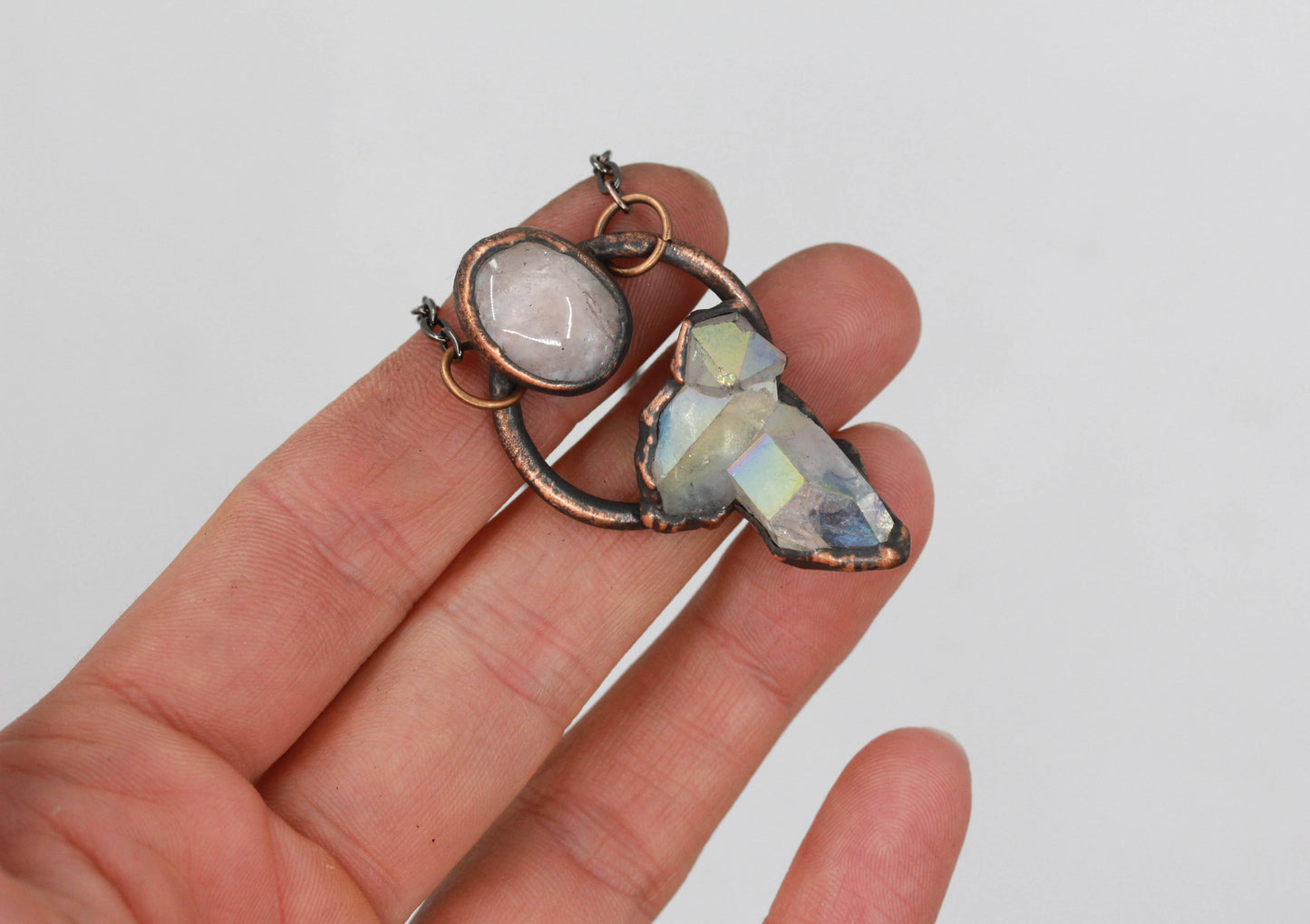Angel Aura Quartz & Rose Quartz Necklace