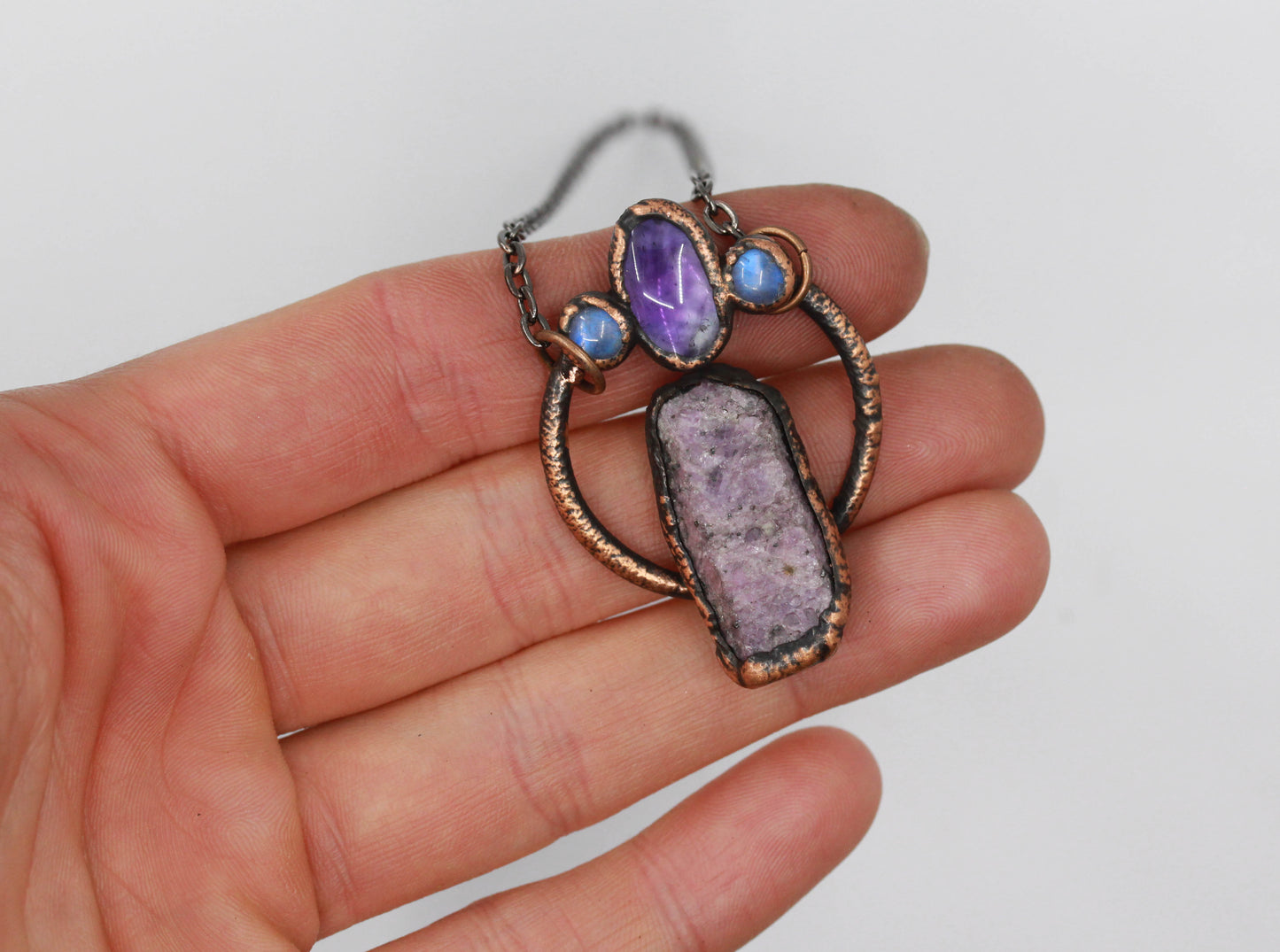 Ruby, Amethyst & Moonstone Necklace