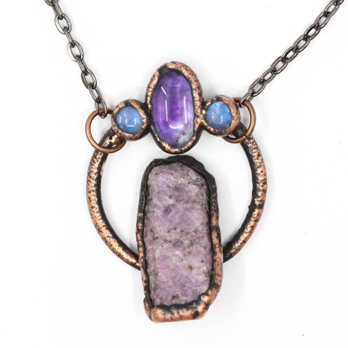 Ruby, Amethyst & Moonstone Necklace